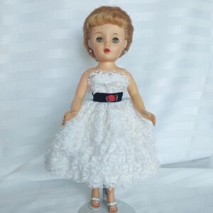 15" Miss Revlon doll in strapless white ruffled lace dress and high heels